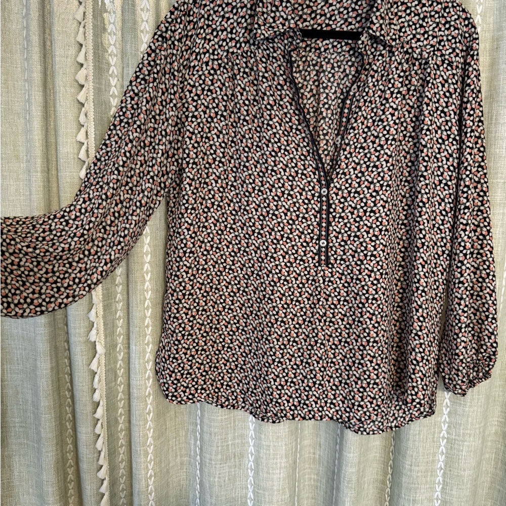 Black and Pink Patterned Women's Top